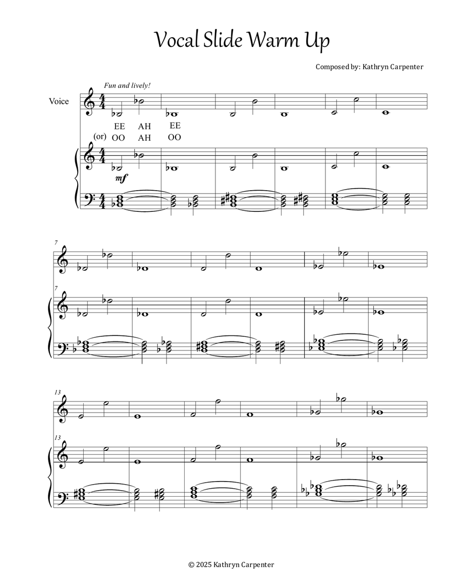 Vocal Octave Slide Warm Up (Vocal Exercise) High Voice scores gallery preview page 1