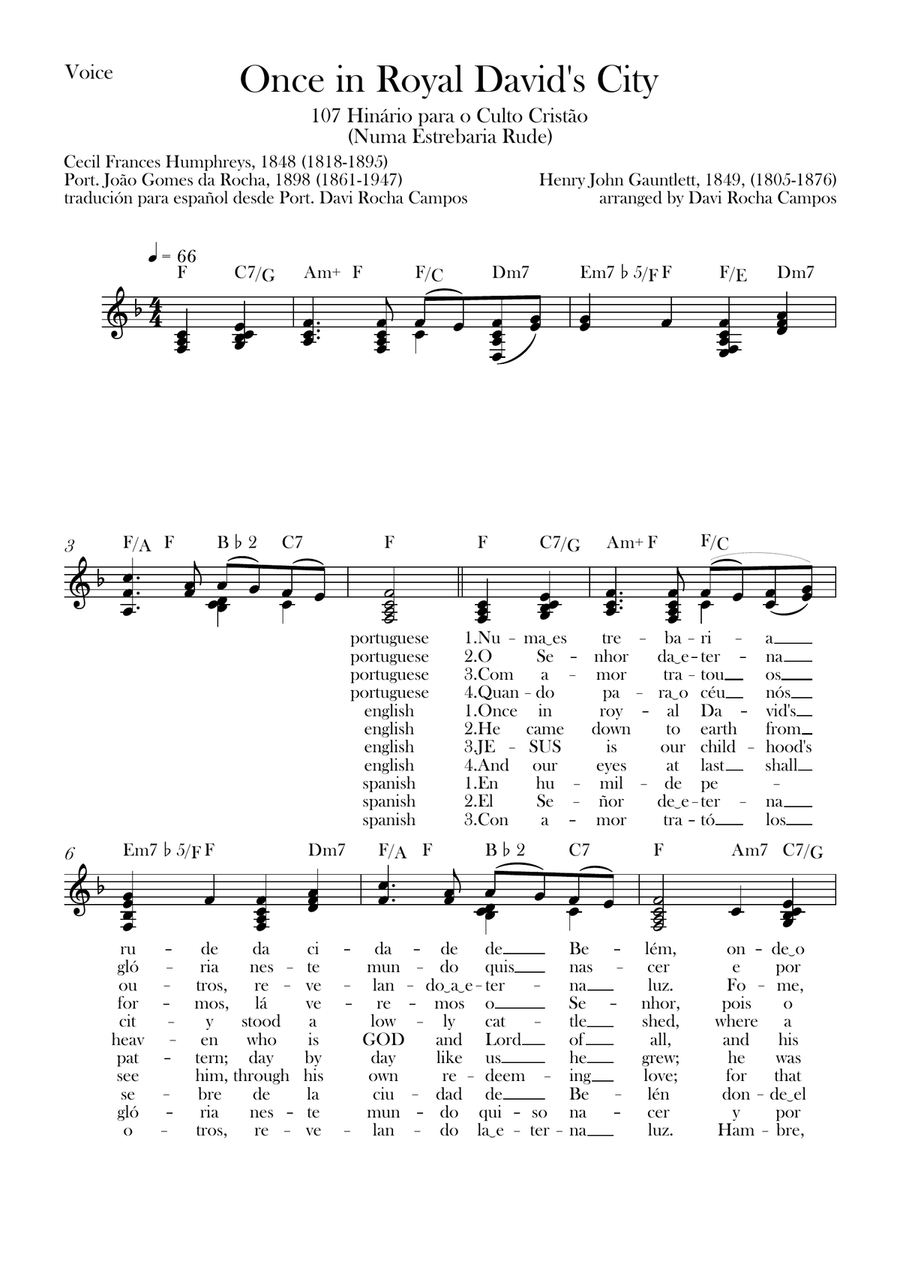 Once in Royal David's City Piano scores gallery preview page 1