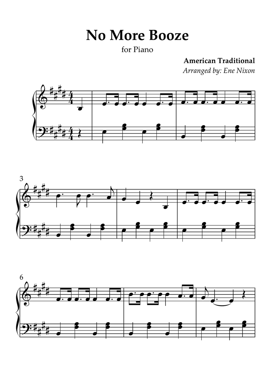 No More Booze - drinking games song - piano solo Piano Solo scores gallery preview page 2