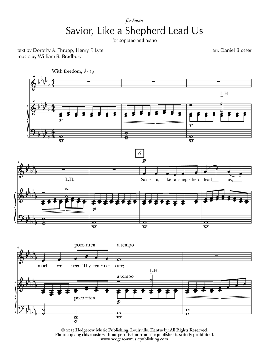 Savior, Like a Shepherd Lead Us (High Key) Piano, Vocal scores gallery preview page 1
