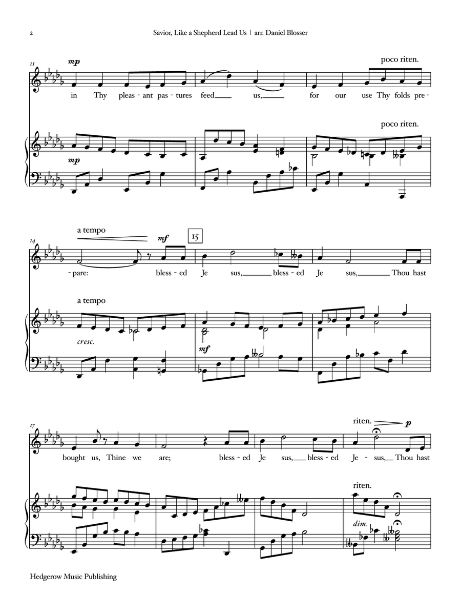 Savior, Like a Shepherd Lead Us (High Key) Piano, Vocal scores gallery preview page 2
