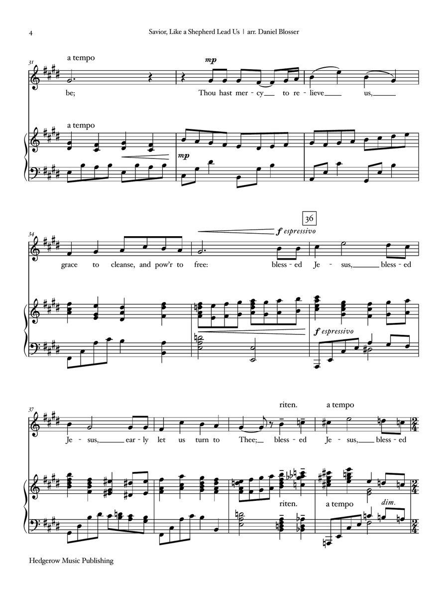 Savior, Like a Shepherd Lead Us (High Key) Piano, Vocal scores gallery preview page 4