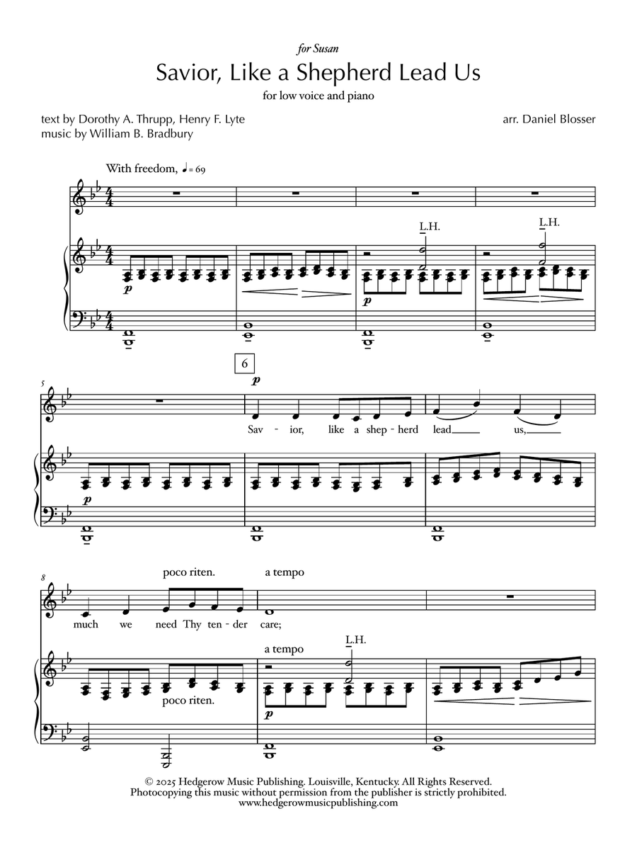 Savior, Like a Shepherd Lead Us (Low Key) Piano, Vocal scores gallery preview page 1