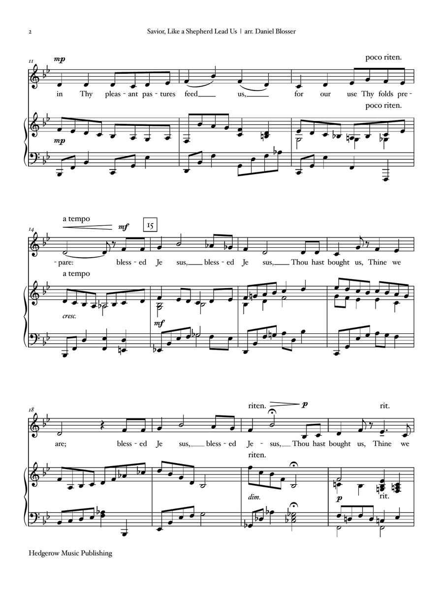 Savior, Like a Shepherd Lead Us (Low Key) Piano, Vocal scores gallery preview page 2