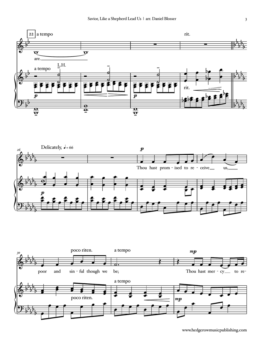Savior, Like a Shepherd Lead Us (Low Key) Piano, Vocal scores gallery preview page 3