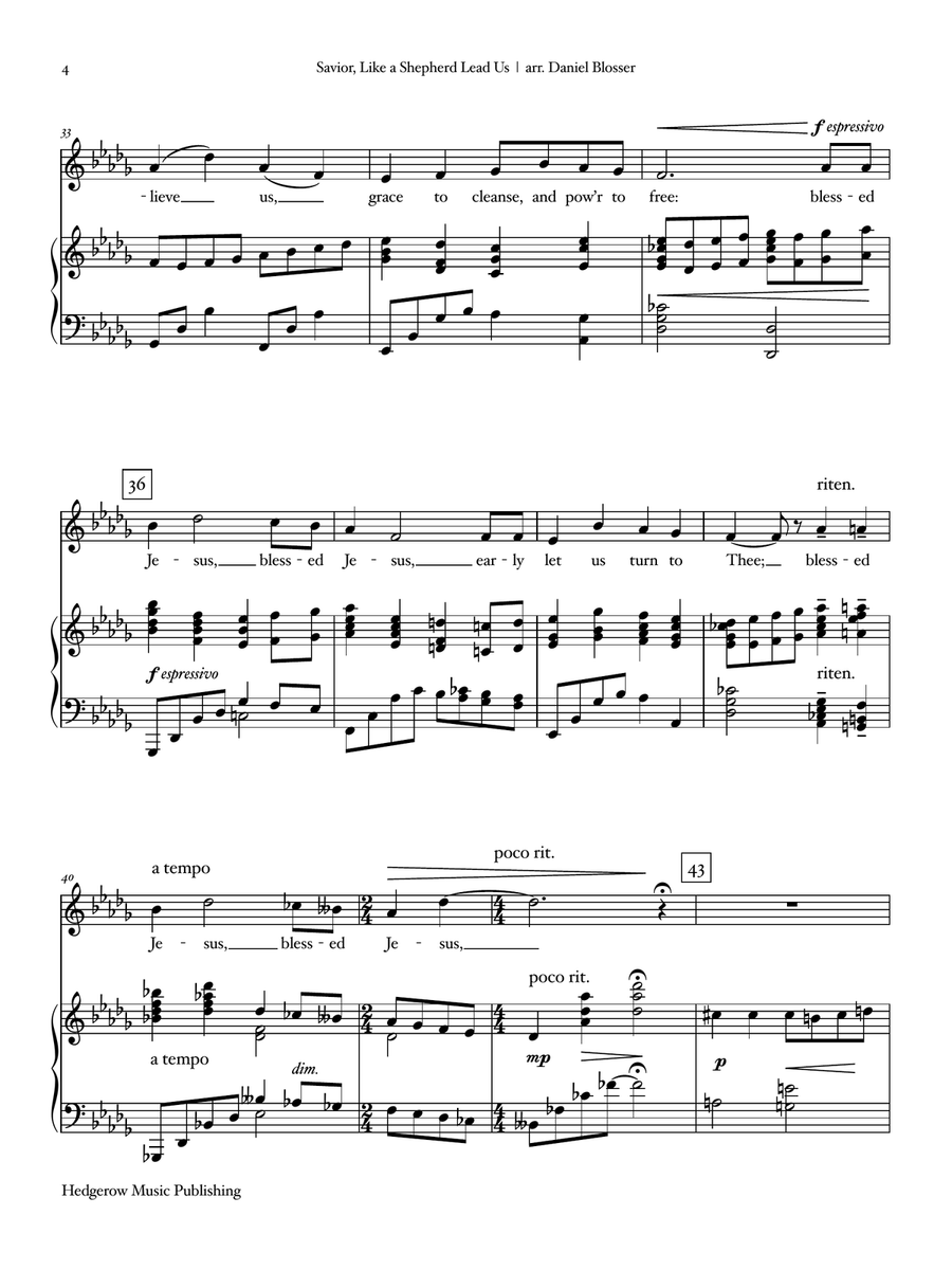 Savior, Like a Shepherd Lead Us (Low Key) Piano, Vocal scores gallery preview page 4