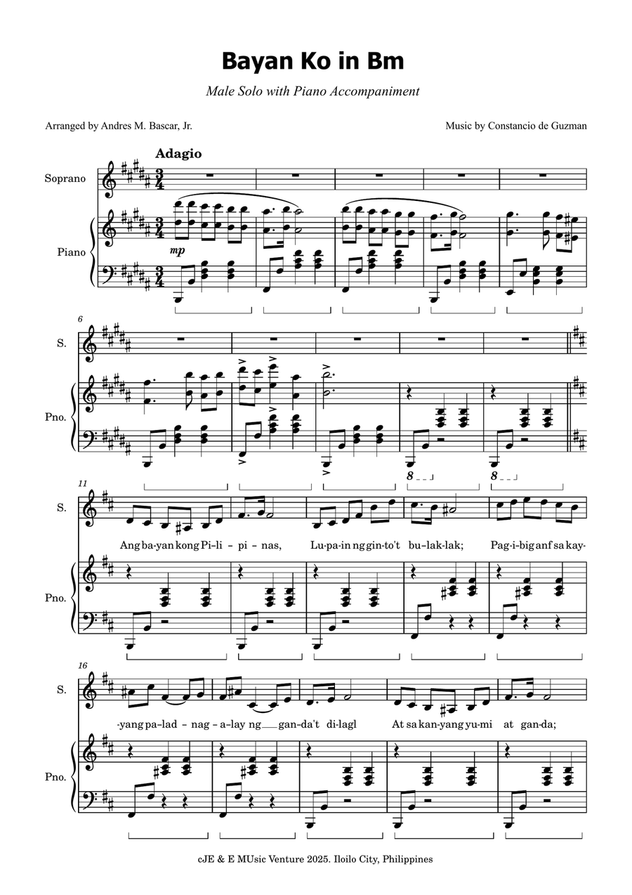 Bayan ko in Bm Bayan ko in Bm A Cappella scores gallery preview page 1