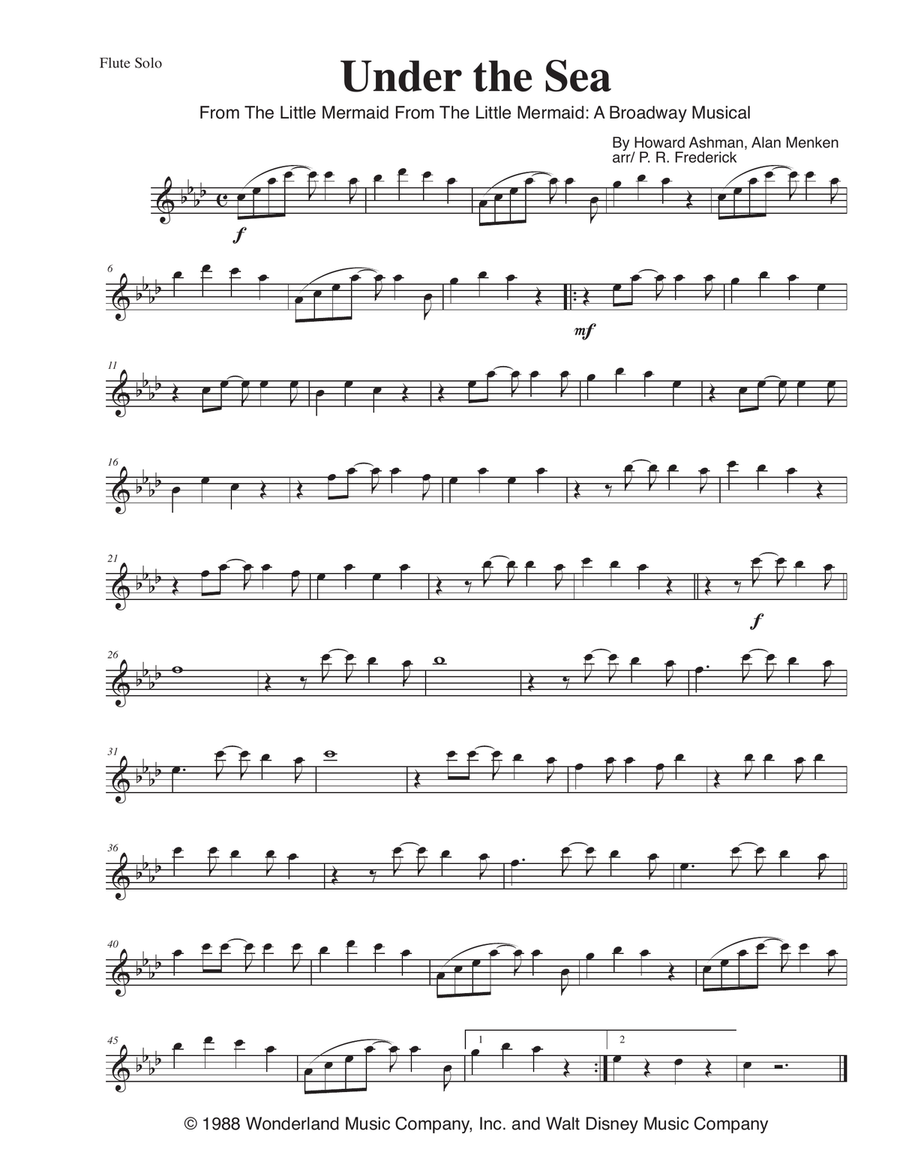 Under The Sea Under The Sea Flute Solo scores gallery preview page 1