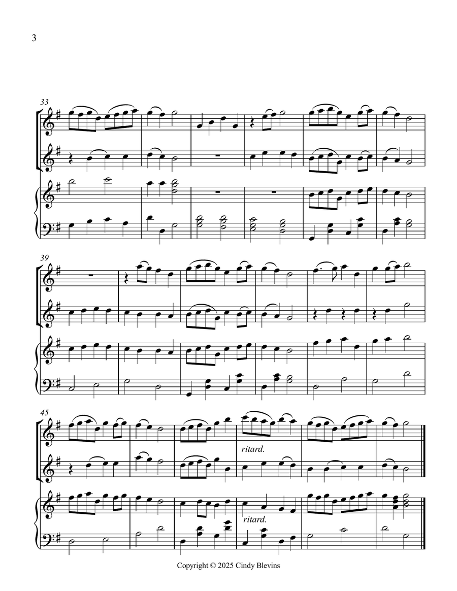 Christ the Lord Is Risen Today, for Two Recorders and Piano Woodwind Duet scores gallery preview page 4