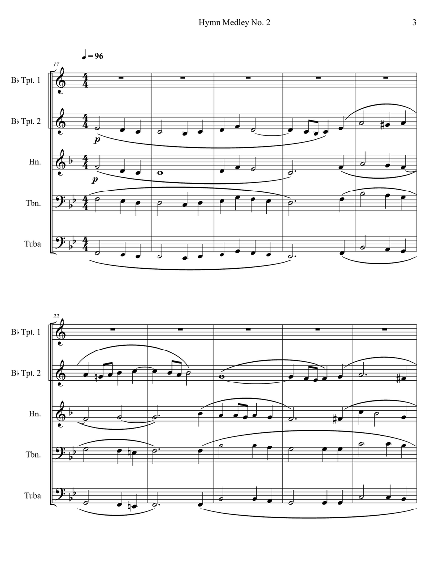 Hymn Medley No. 2 (Brass Quintet) Hymn Medley No. 2 (Brass Quintet) Brass Quintet scores gallery preview page 3