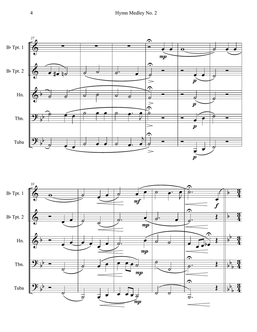 Hymn Medley No. 2 (Brass Quintet) Hymn Medley No. 2 (Brass Quintet) Brass Quintet scores gallery preview page 4