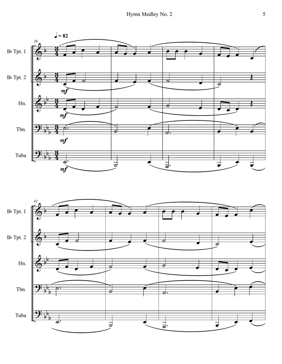 Hymn Medley No. 2 (Brass Quintet) Hymn Medley No. 2 (Brass Quintet) Brass Quintet scores gallery preview page 5