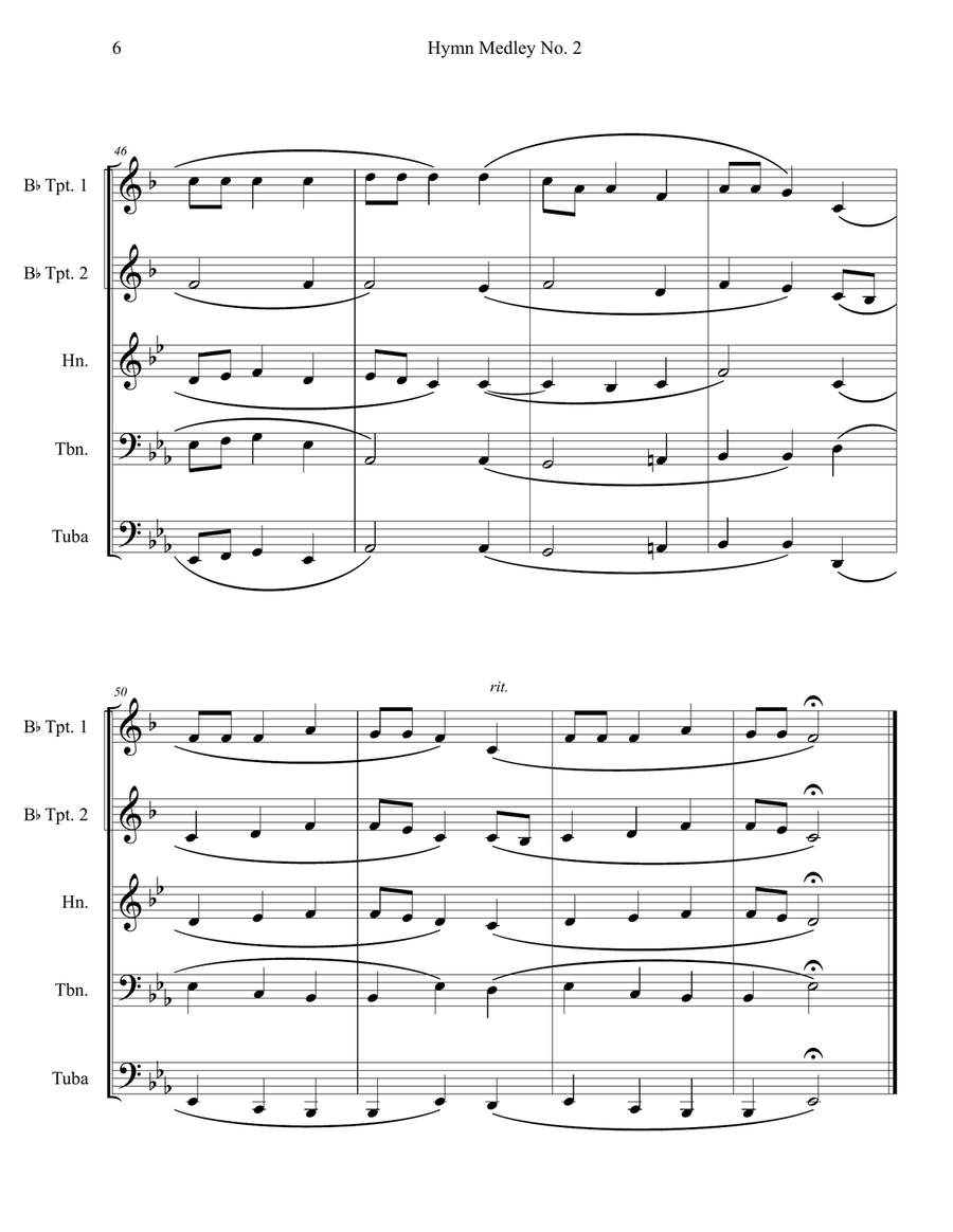Hymn Medley No. 2 (Brass Quintet) Hymn Medley No. 2 (Brass Quintet) Brass Quintet scores gallery preview page 6