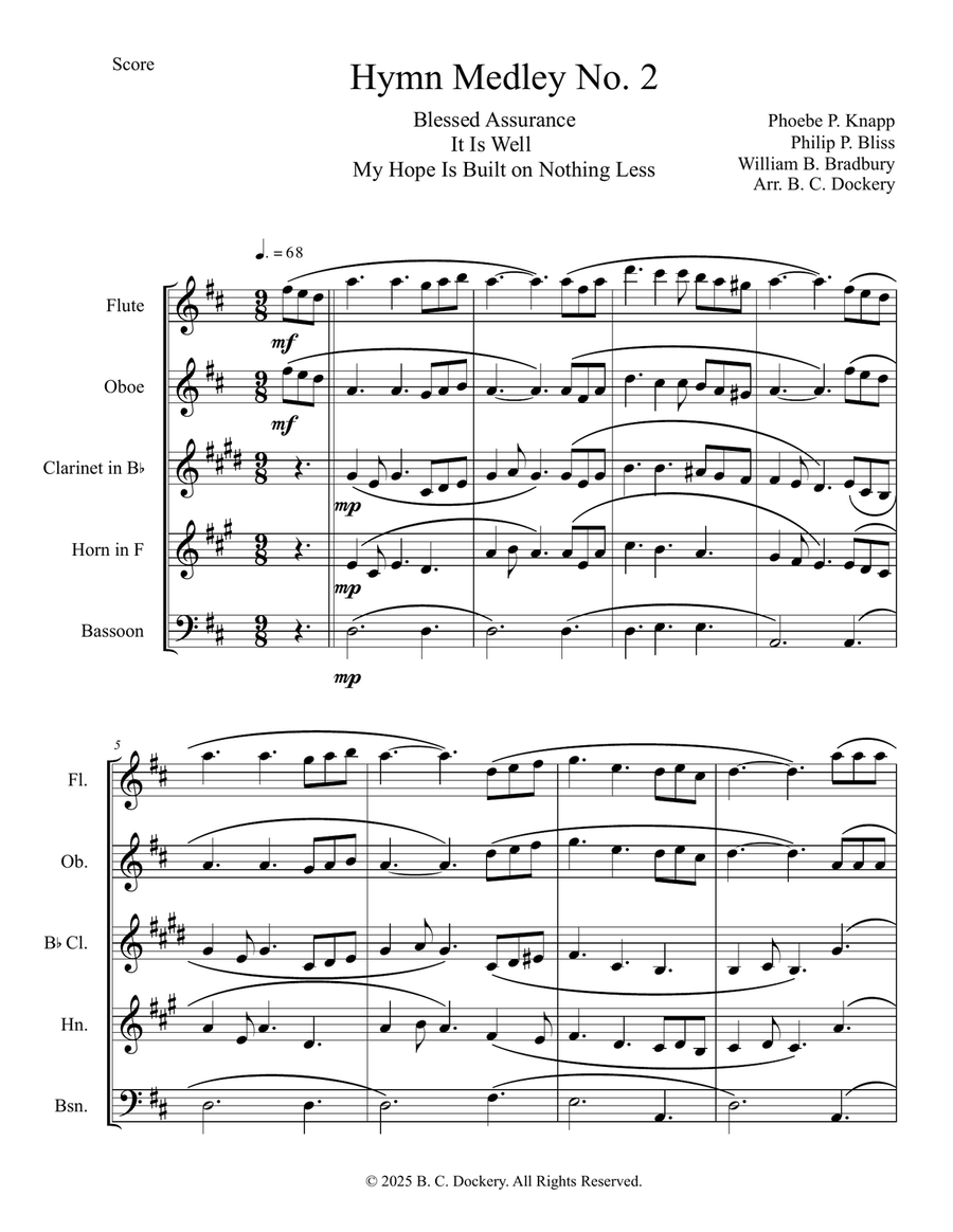Hymn Medley No. 2 (Woodwind Quintet) Hymn Medley No. 2 (Woodwind Quintet) Woodwind Quintet scores gallery preview page 1