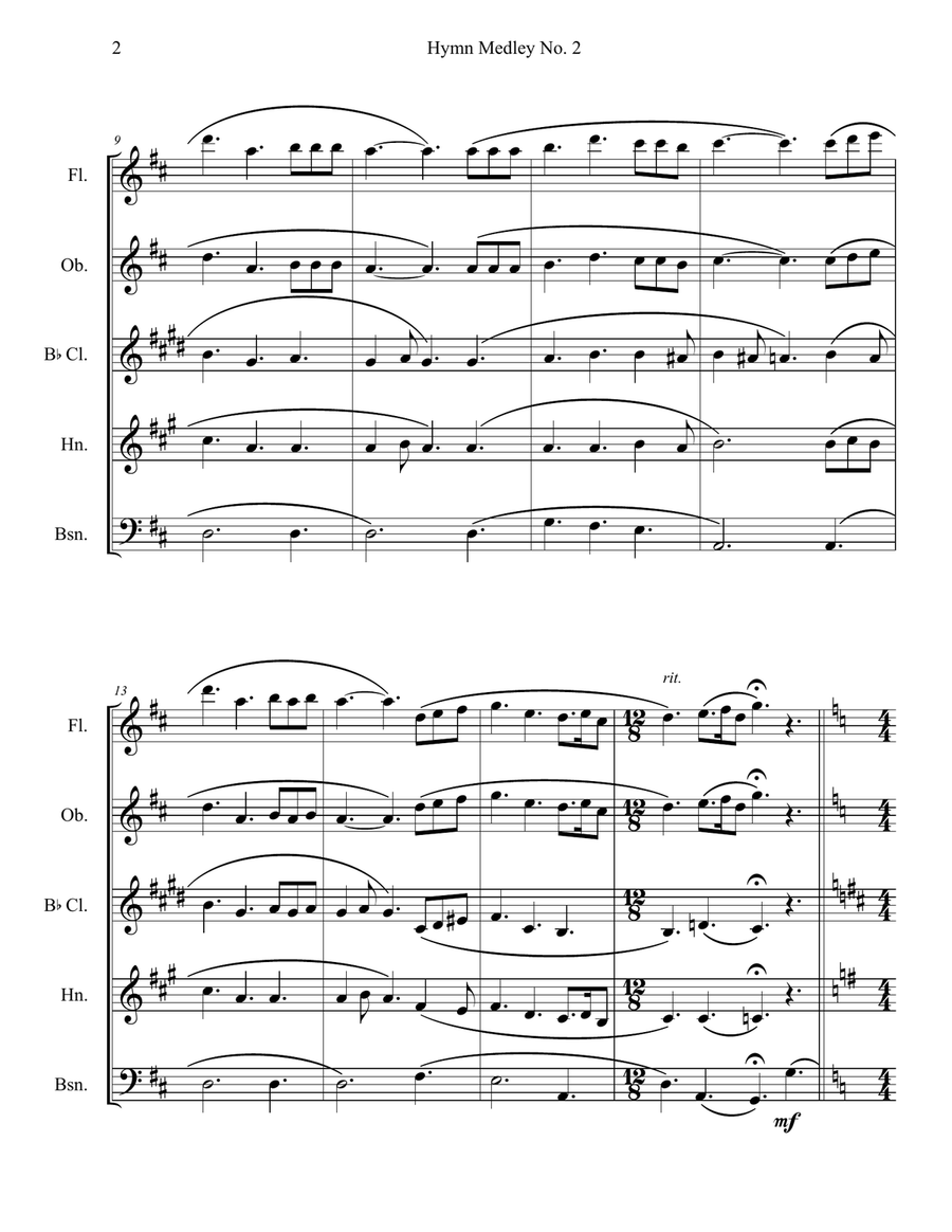 Hymn Medley No. 2 (Woodwind Quintet) Hymn Medley No. 2 (Woodwind Quintet) Woodwind Quintet scores gallery preview page 2