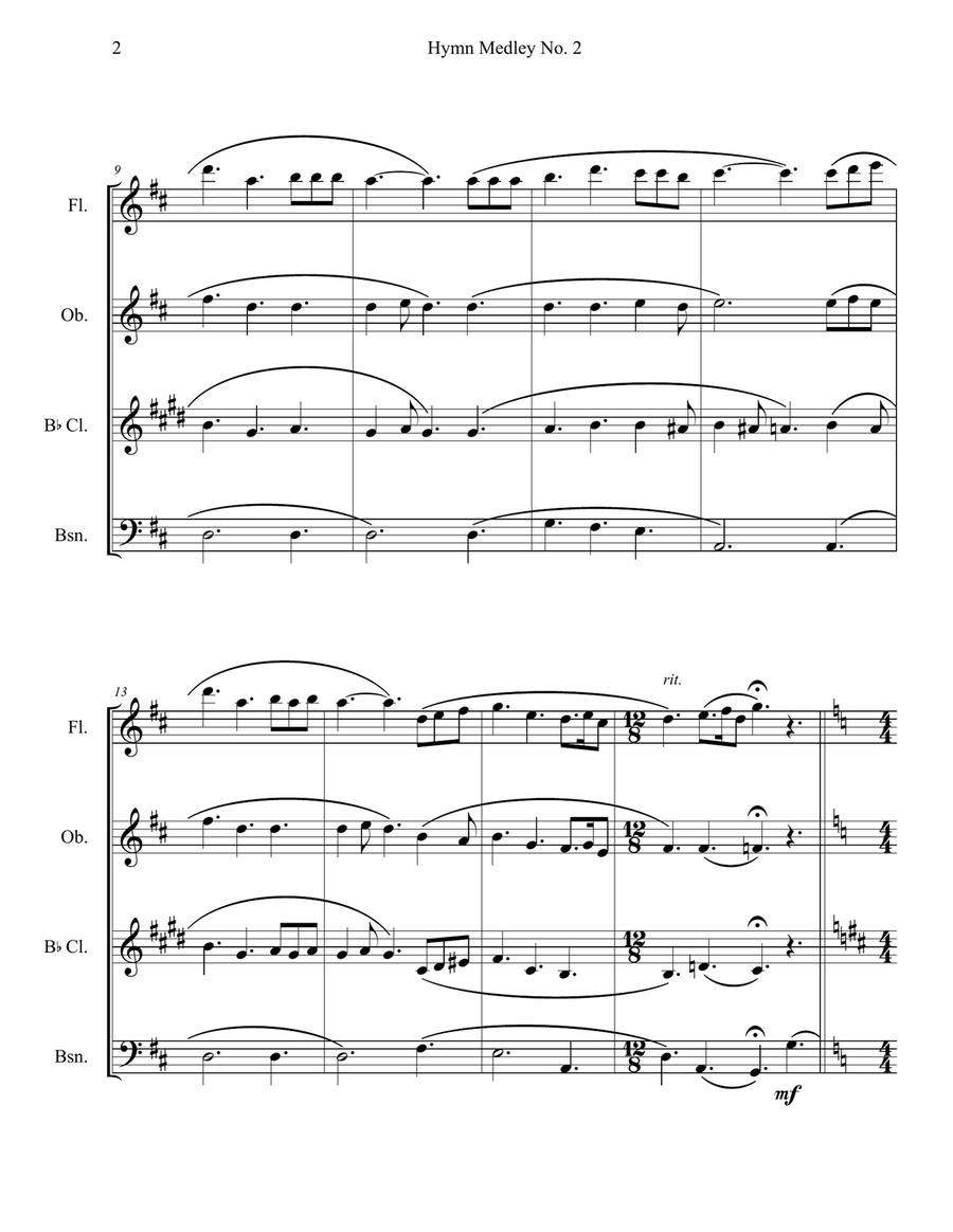 Hymn Medley No. 2 (Woodwind Quartet) Woodwind Quartet scores gallery preview page 2