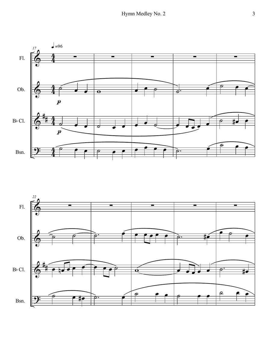 Hymn Medley No. 2 (Woodwind Quartet) Woodwind Quartet scores gallery preview page 3