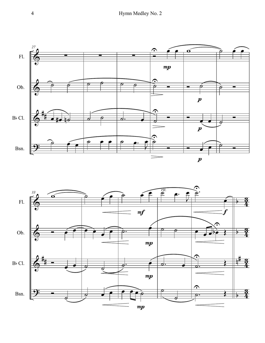 Hymn Medley No. 2 (Woodwind Quartet) Woodwind Quartet scores gallery preview page 4