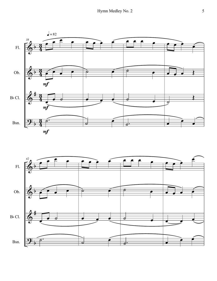 Hymn Medley No. 2 (Woodwind Quartet) Woodwind Quartet scores gallery preview page 5