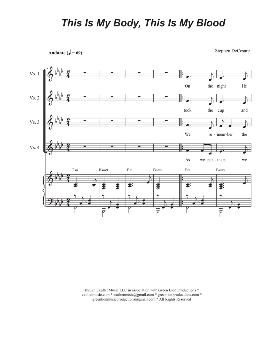 This Is My Body, This Is My Blood (SAB) 3-Part scores gallery preview page 1