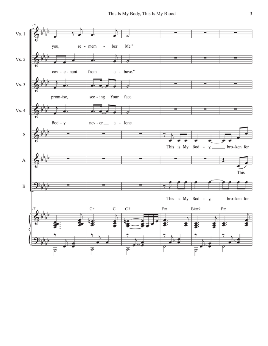 This Is My Body, This Is My Blood (SAB) 3-Part scores gallery preview page 3