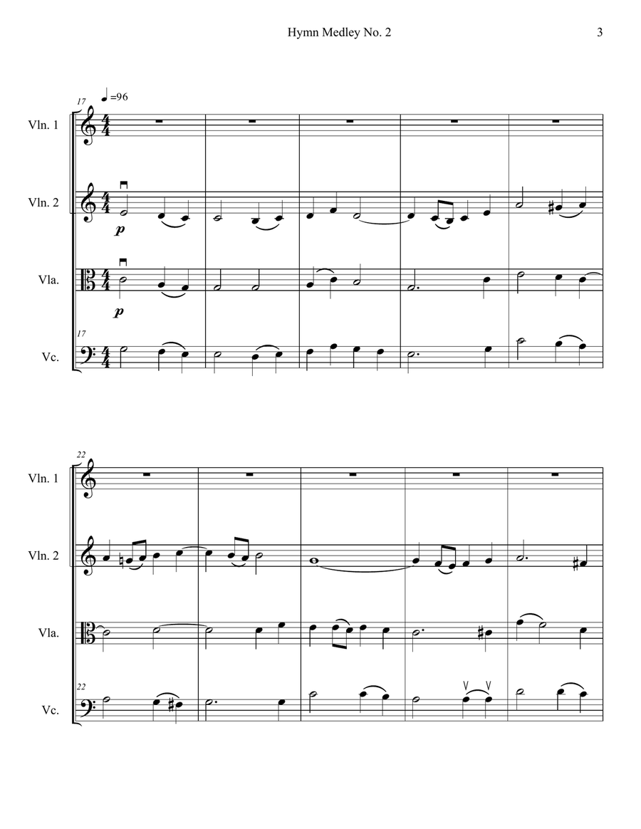 Hymn Medley No. 2 (String Quartet) String Quartet scores gallery preview page 3