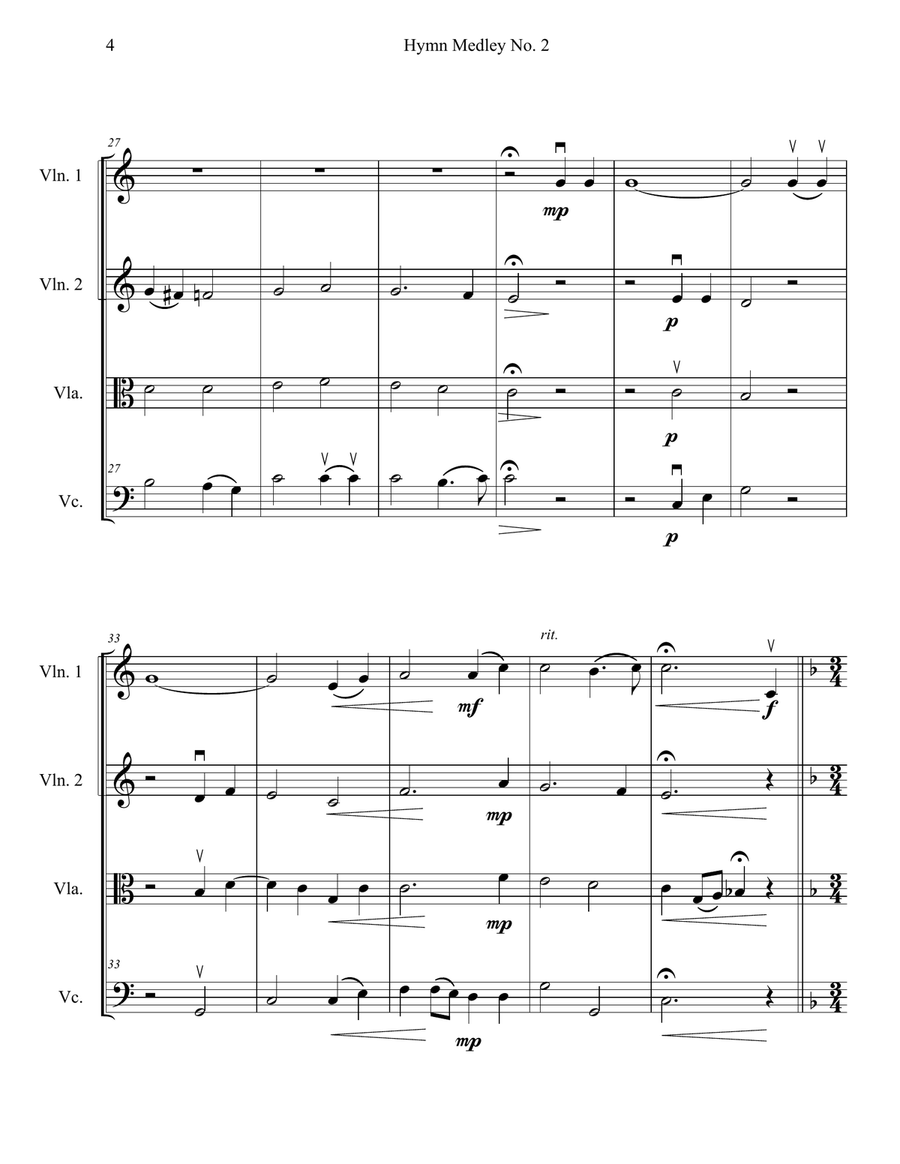 Hymn Medley No. 2 (String Quartet) String Quartet scores gallery preview page 4