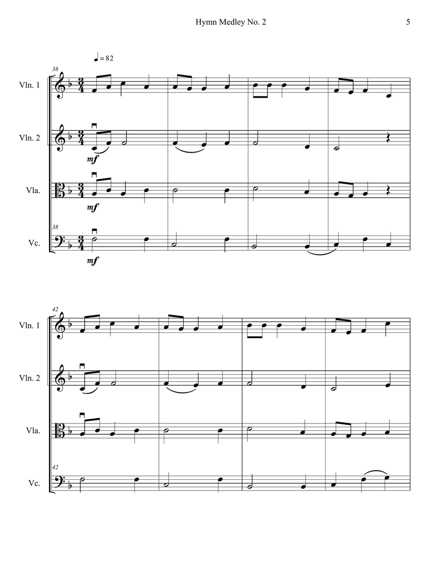 Hymn Medley No. 2 (String Quartet) String Quartet scores gallery preview page 5