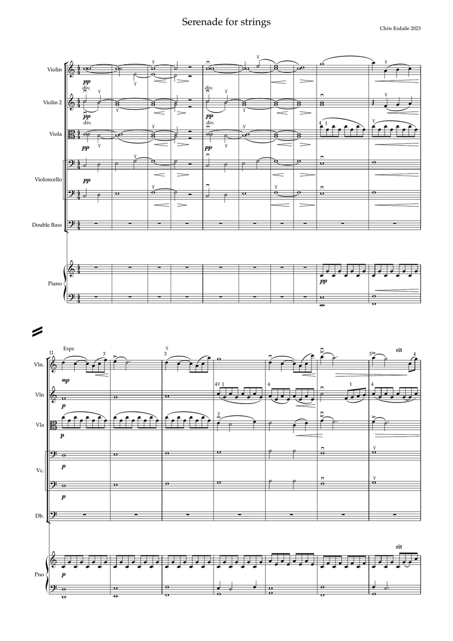Serenade for strings Serenade for strings String Orchestra scores gallery preview page 1