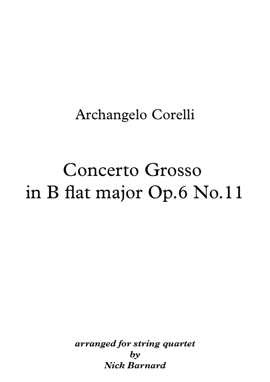 Concerto Grosso in B flat major Op 6 No 11 String Quartet scores gallery preview page 1