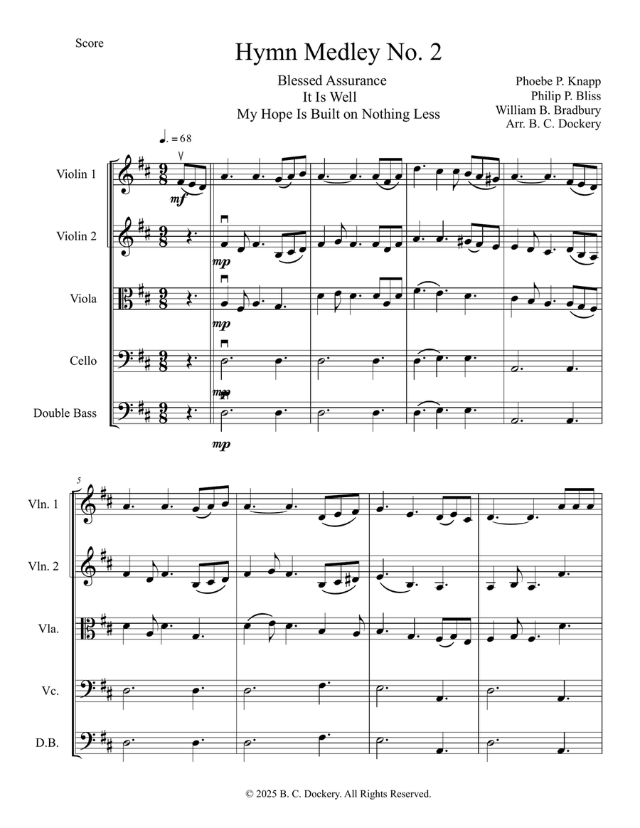 Hymn Medley No. 2 (String Orchestra or Quintet) String Orchestra scores gallery preview page 1