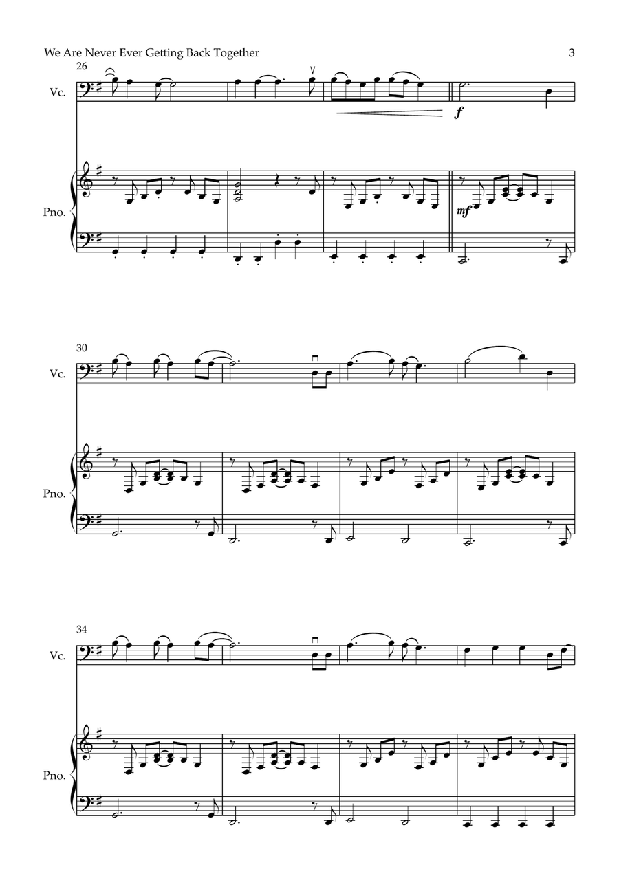 We Are Never Ever Getting Back Together Piano scores gallery preview page 3