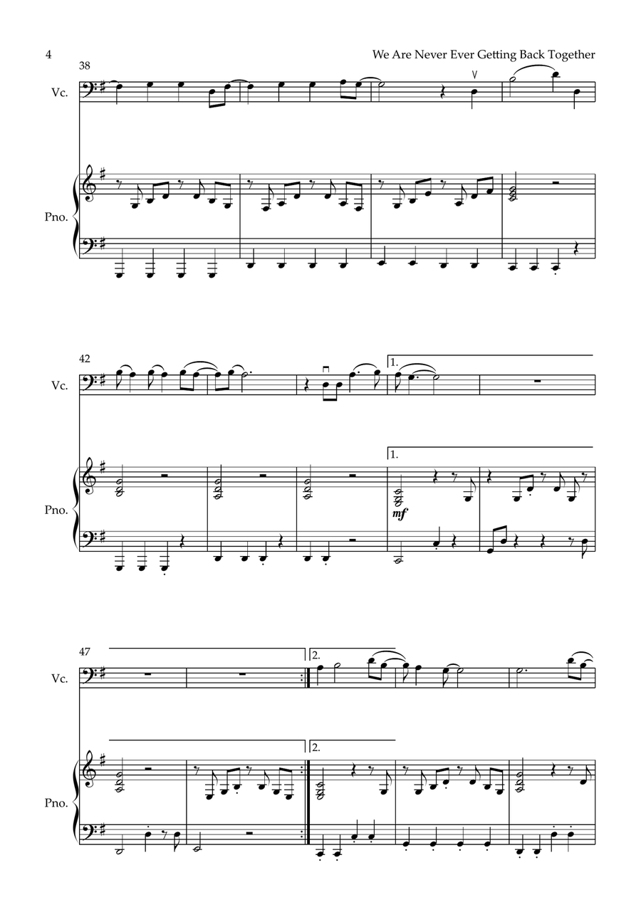 We Are Never Ever Getting Back Together Piano scores gallery preview page 4