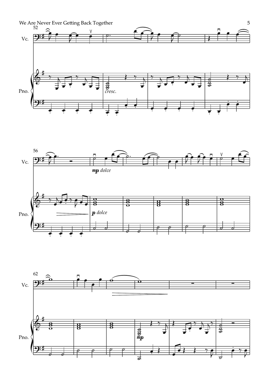 We Are Never Ever Getting Back Together Piano scores gallery preview page 5
