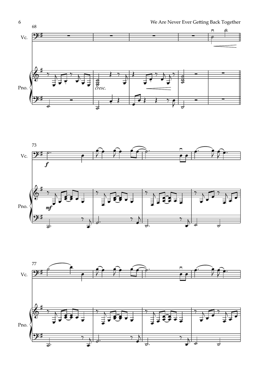 We Are Never Ever Getting Back Together Piano scores gallery preview page 6