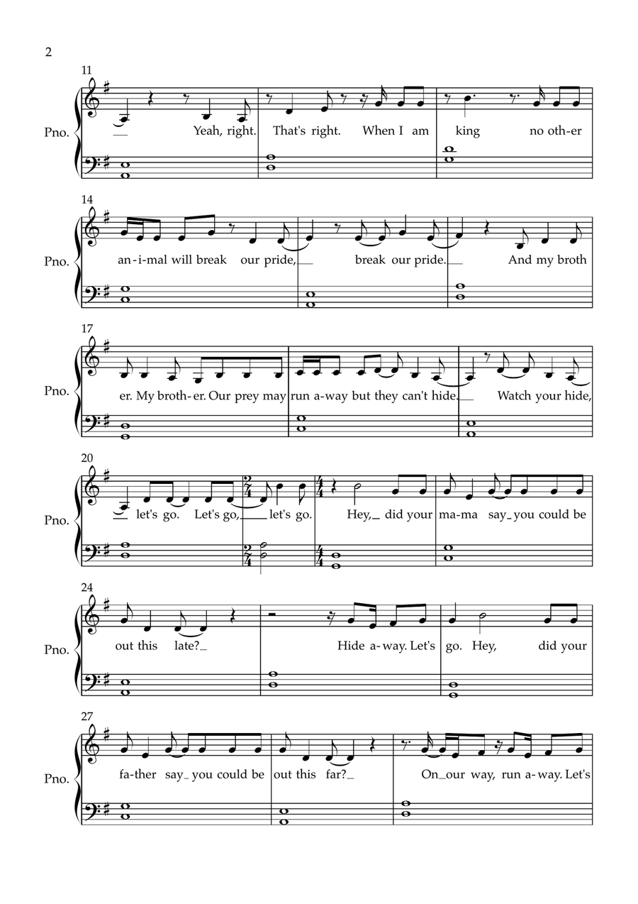 I Always Wanted A Brother Easy Piano scores gallery preview page 2