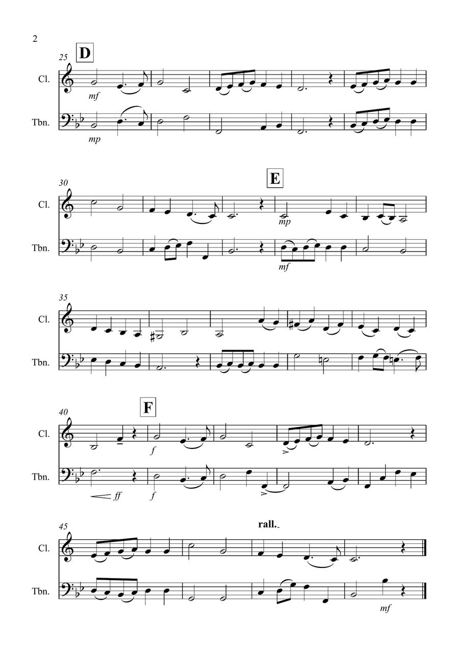 Thine Be The Glory for Clarinet and Trombone Duet B-Flat Clarinet scores gallery preview page 2