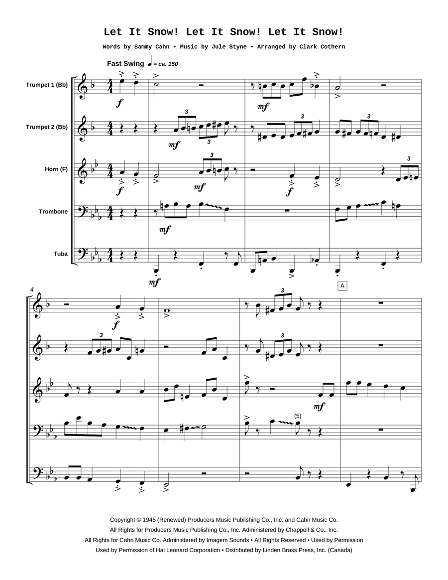 Let It Snow! Let It Snow! Let It Snow! Brass Quintet scores gallery preview page 3