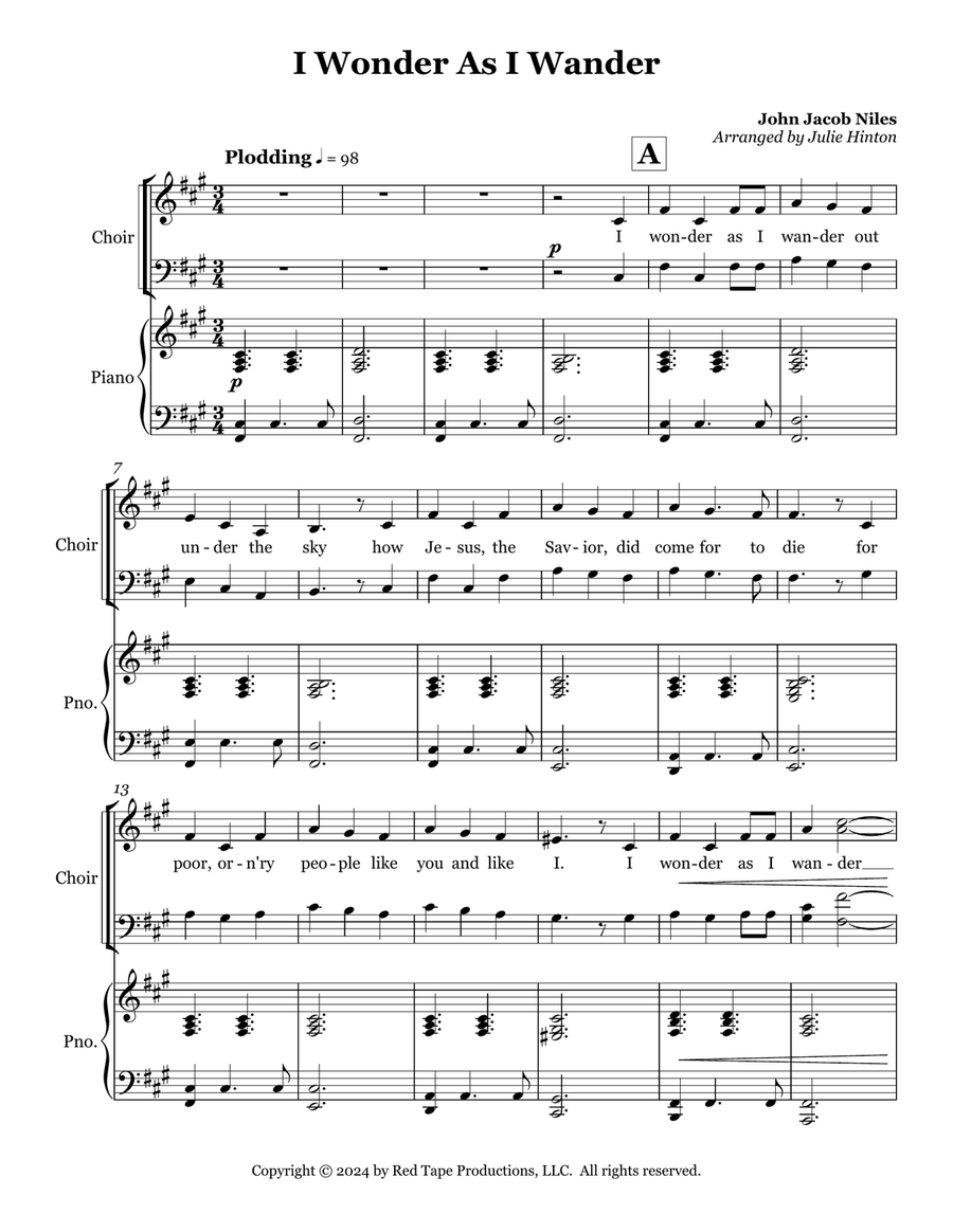 I Wonder As I Wander 4-Part scores gallery preview page 2