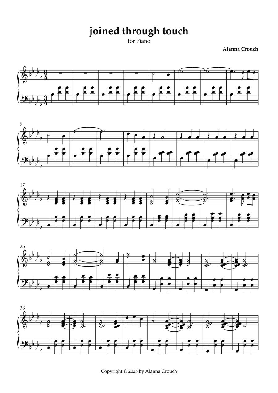 joined through touch joined through touch Piano Solo scores gallery preview page 1