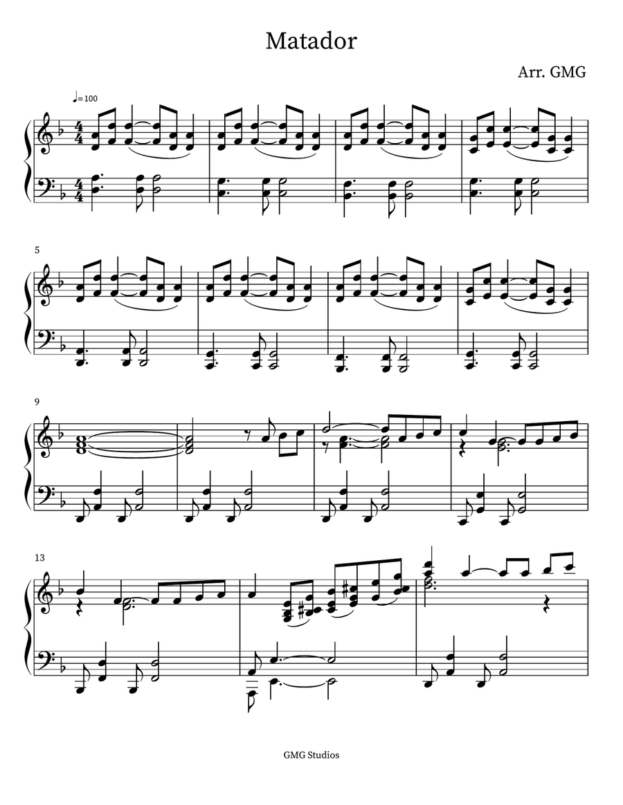 Matador Matador Piano scores gallery preview page 1