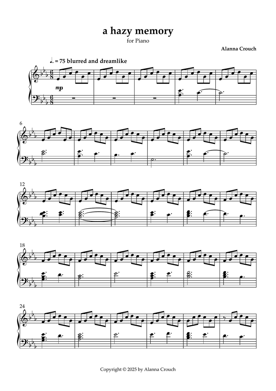 a hazy memory a hazy memory Piano Solo scores gallery preview page 1
