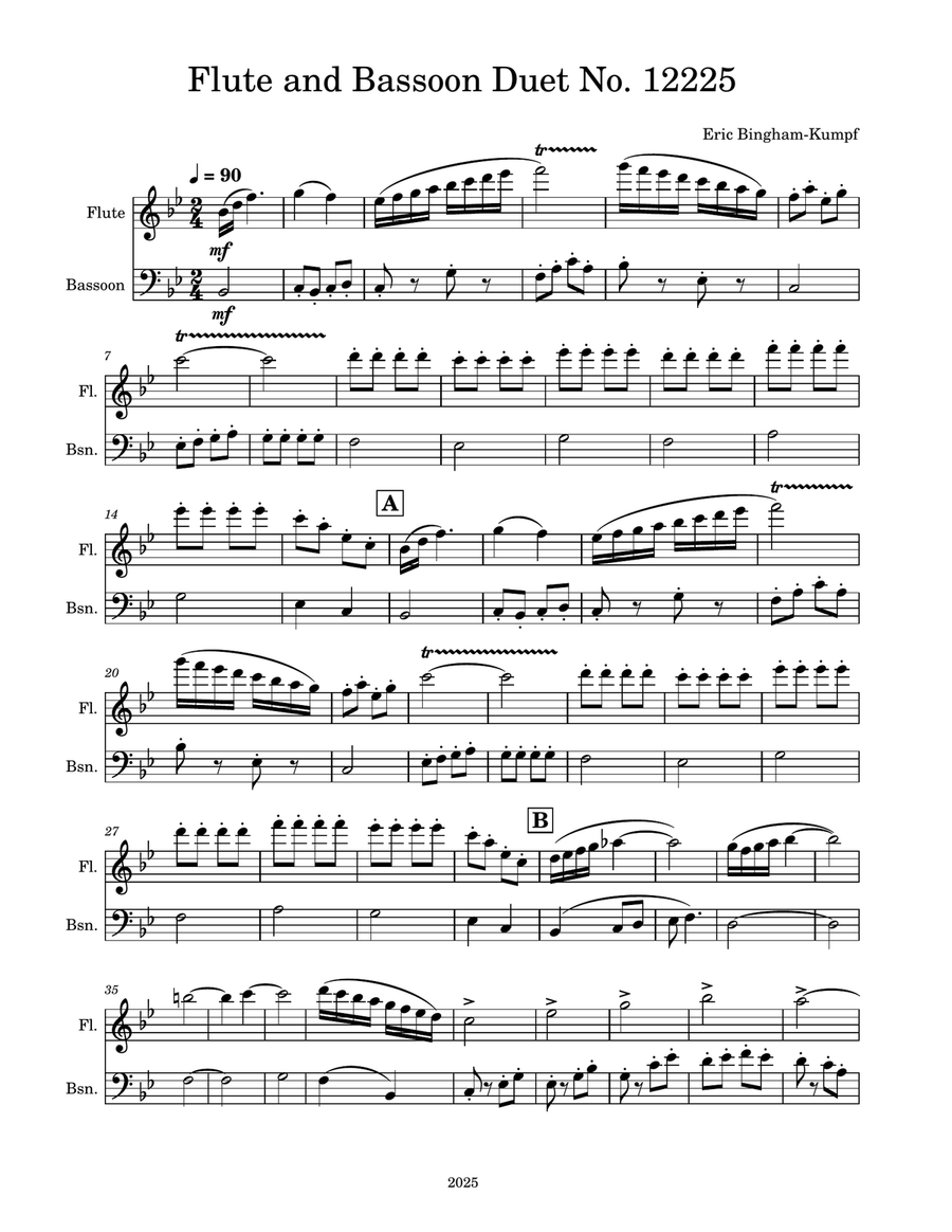 Flute and Bassoon Duet No. 12225 Woodwind Duet scores gallery preview page 1