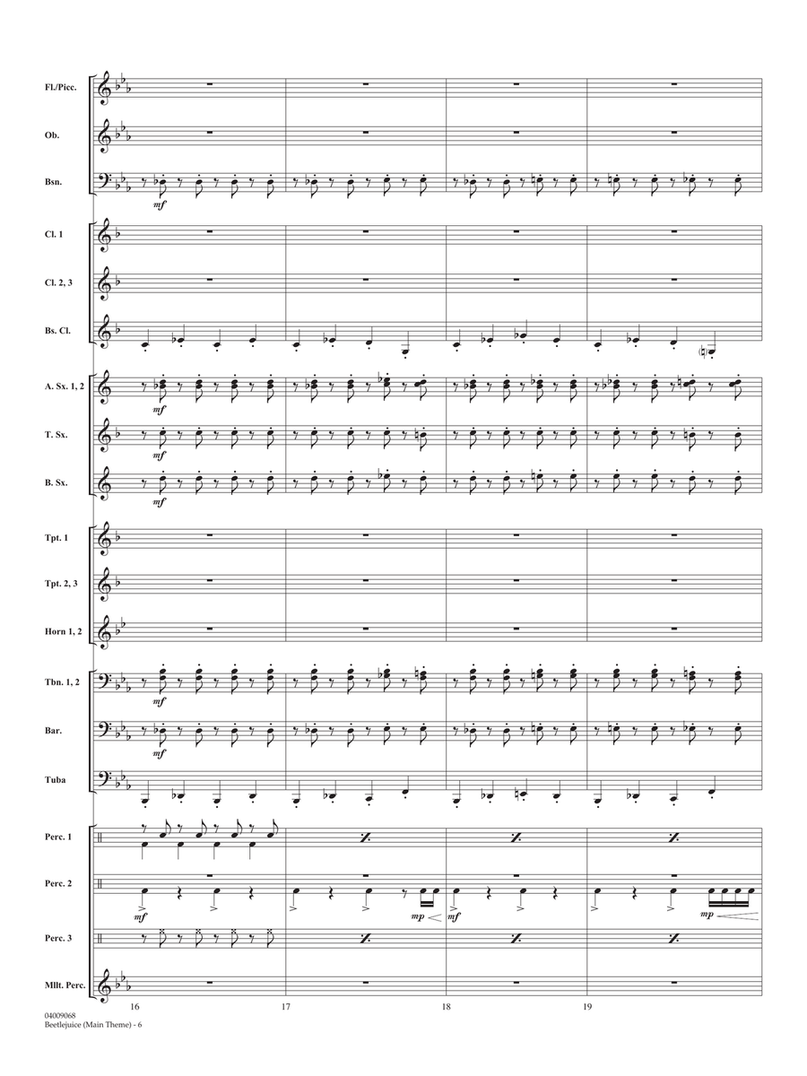 Beetlejuice (Main Theme) (arr. Michael Brown) - Conductor Score (Full Score) Concert Band scores gallery preview page 5