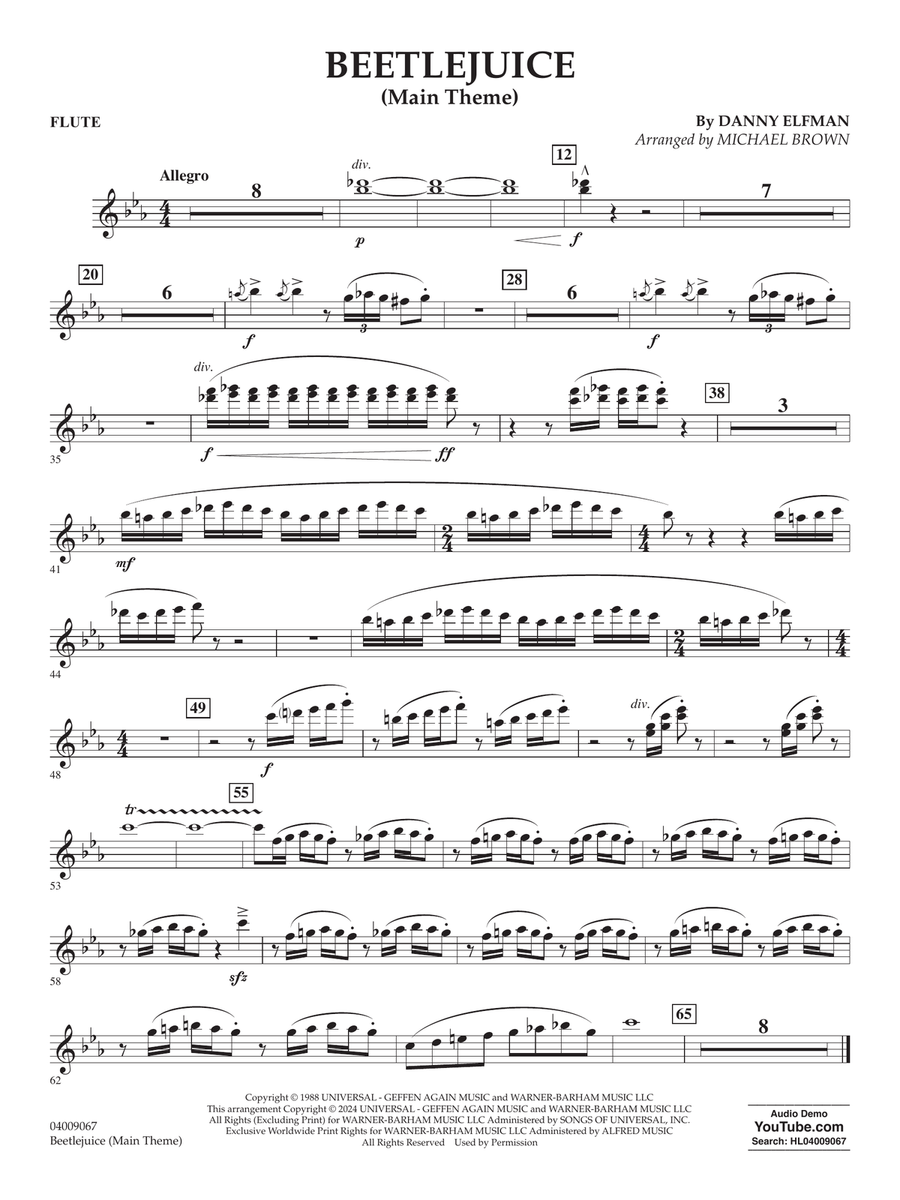Beetlejuice (Main Theme) (arr. Michael Brown) - Flute Concert Band scores gallery preview page 1