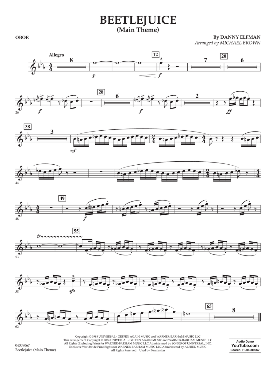 Beetlejuice (Main Theme) (arr. Michael Brown) - Oboe Concert Band scores gallery preview page 1