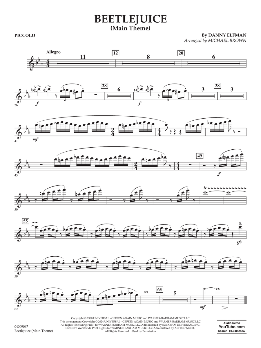 Beetlejuice (Main Theme) (arr. Michael Brown) - Piccolo Concert Band scores gallery preview page 1