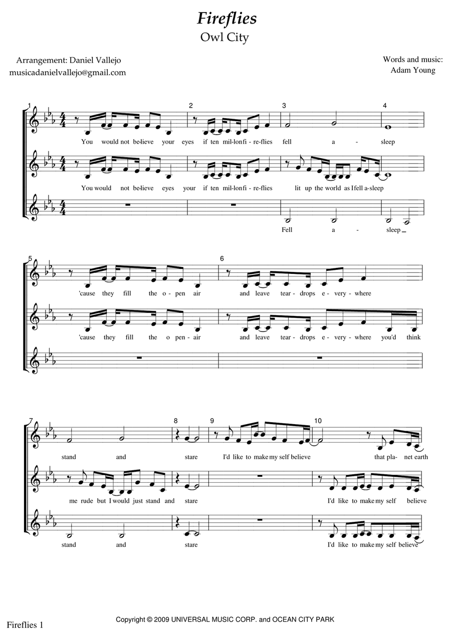 Fireflies Fireflies Women's Choir scores gallery preview page 1