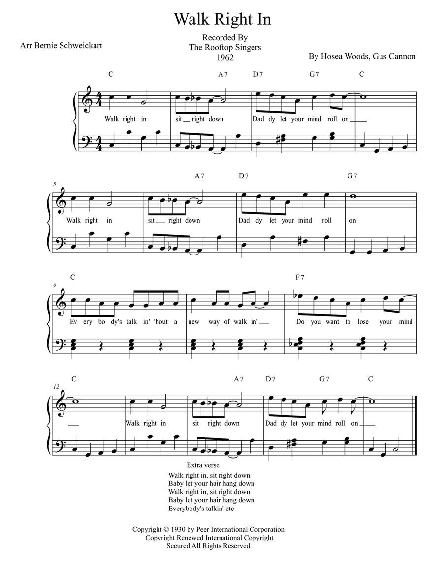 Walk Right In Walk Right In A Cappella scores gallery preview page 1