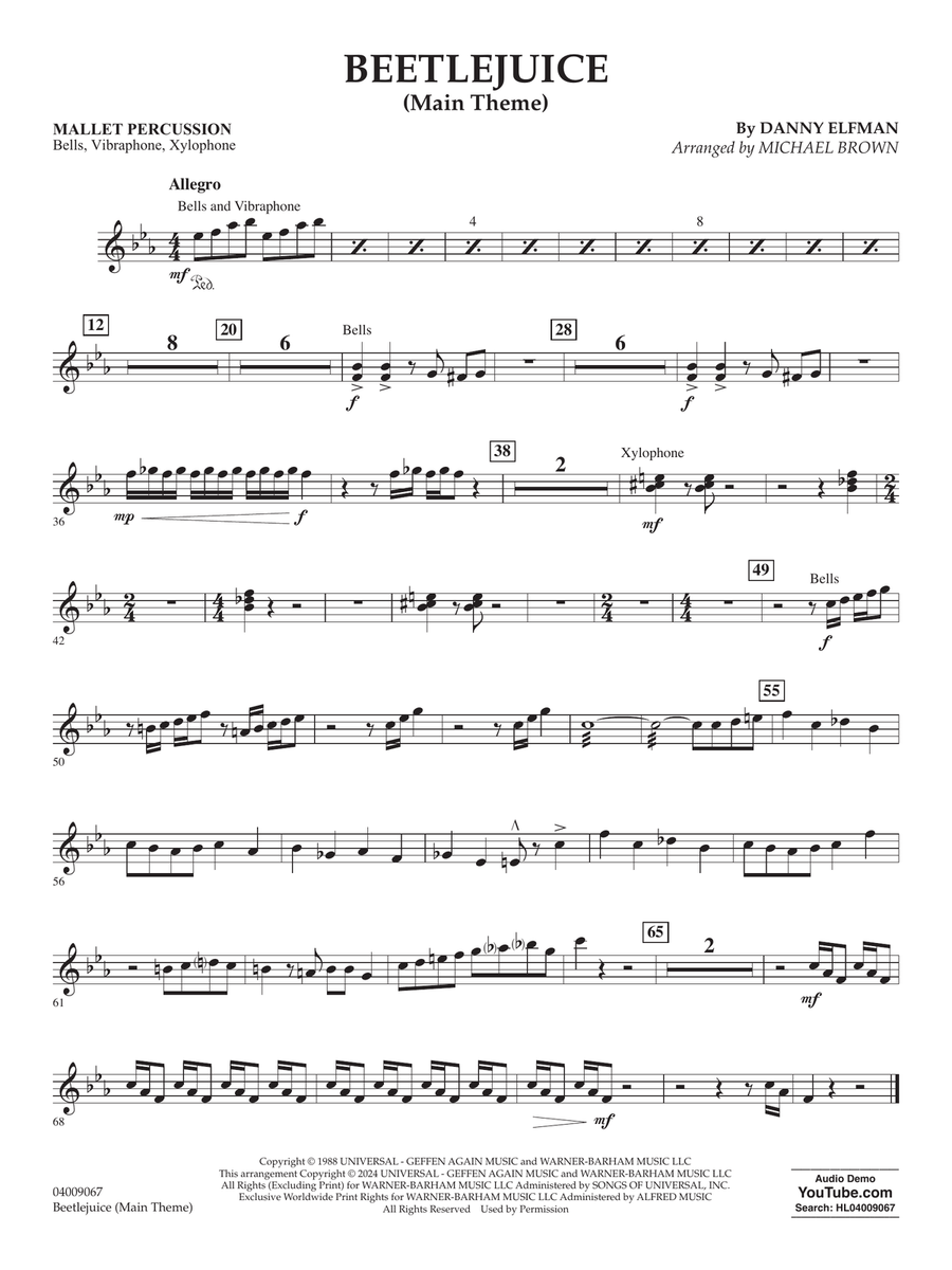 Beetlejuice (Main Theme) (arr. Michael Brown) - Mallet Percussion Concert Band scores gallery preview page 1